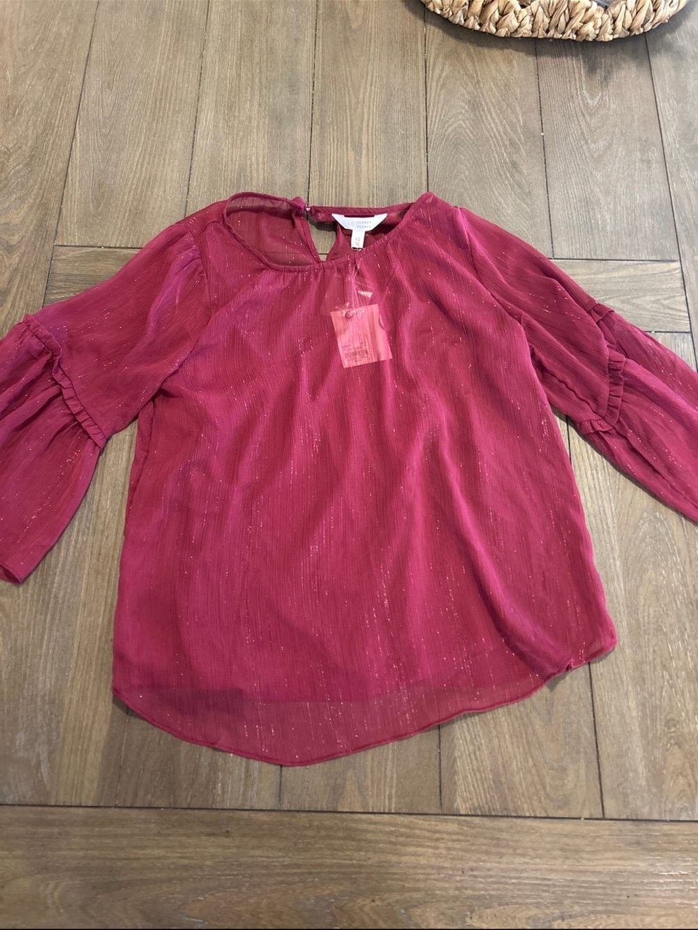 LC Lauren Conrad Raspberry Pink Metallic-Accent Blouse